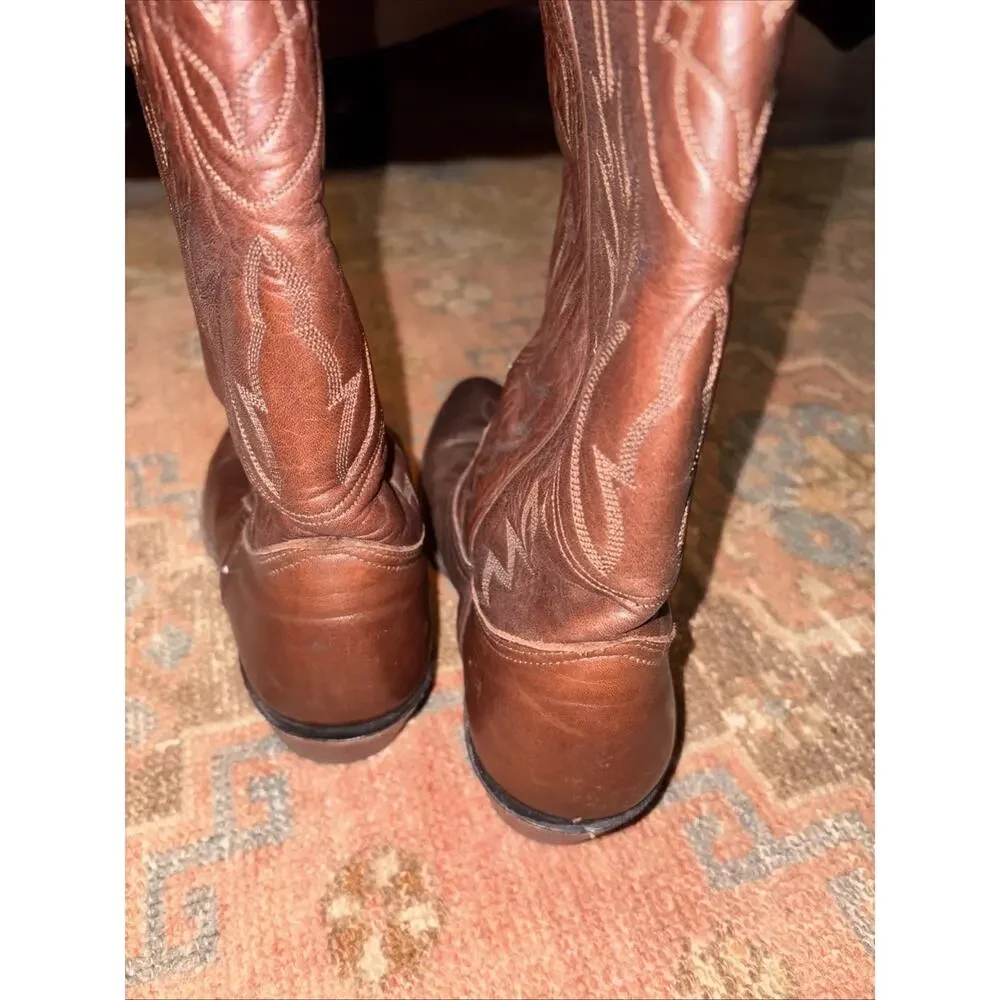 Vintage 1980s Nocona Brown & Tan Cowboy Boots Mens Size 7.5 D USA
